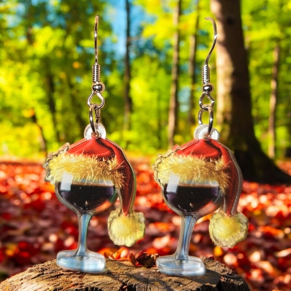 Wine Glass Acrylic Earrings - Picture 4 of 5